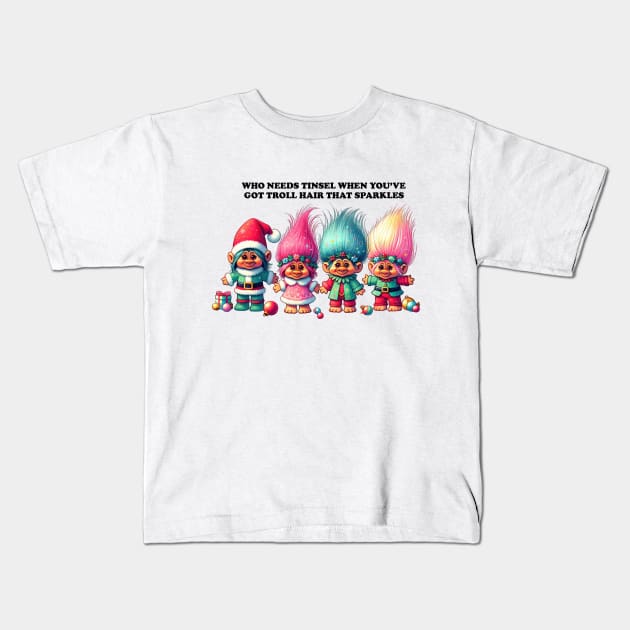 Merry Troll Christmas Kids T-Shirt by TooplesArt